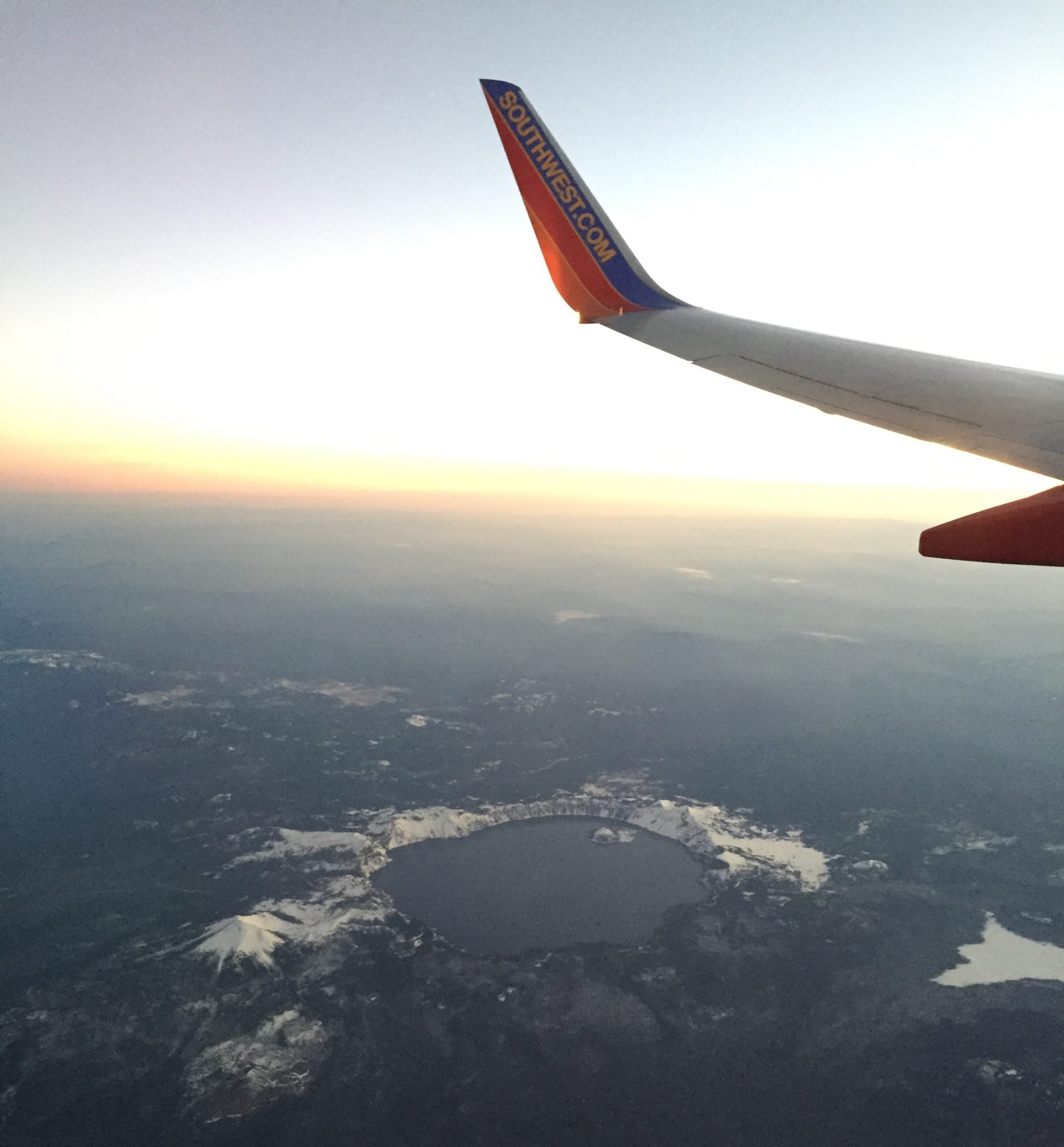 Southwest flight over Crater Lake